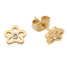 Fashion Stainless Steel Gold Tiny Flower Studs Baby Kids Earrings